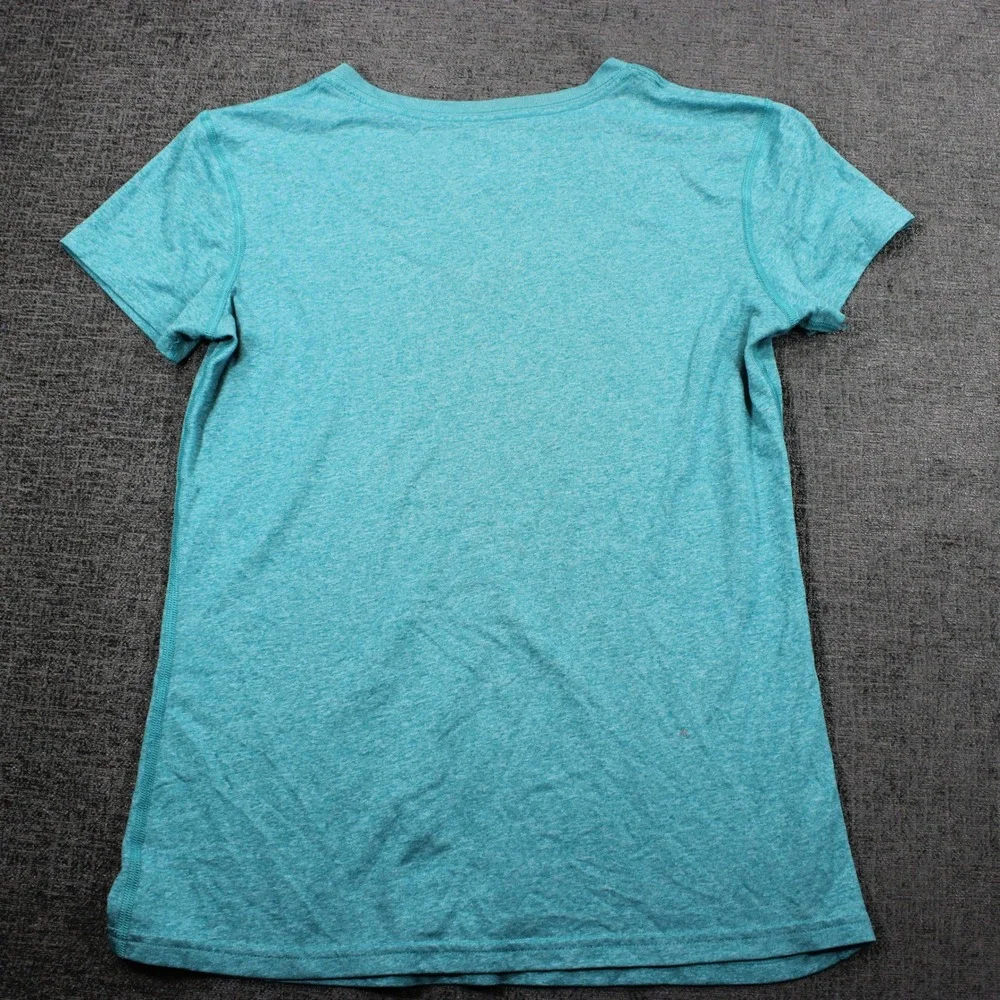 Nike Dri-FIT Womens V-Neck T-Shirt Teal Heathered Short Sleeve Athletic Top S